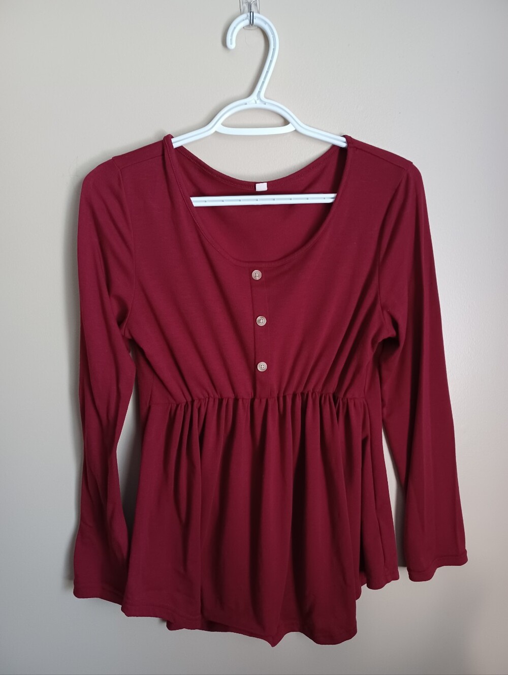 Women's Size M Unbranded Rayon Spandex Red Long Sleeve Blouse Shirt Top